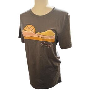 Things She Loves Graphic Tee, Sunset & Mountain "Let's Go", Women's Size Small